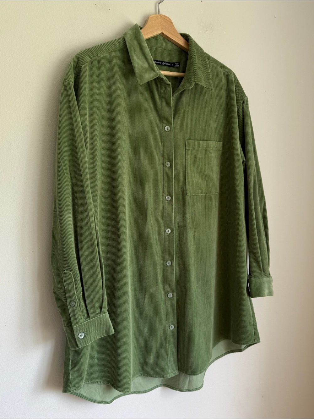Gudrun Sjoden Oversized Corduroy Button-Down Shirt Organic Cotton in Green - Picture 3 of 5